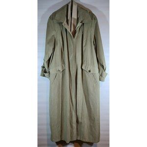 Gallery Womans 16W Green Full Length Lined Raincoat Trench Coat Hong Kong Made